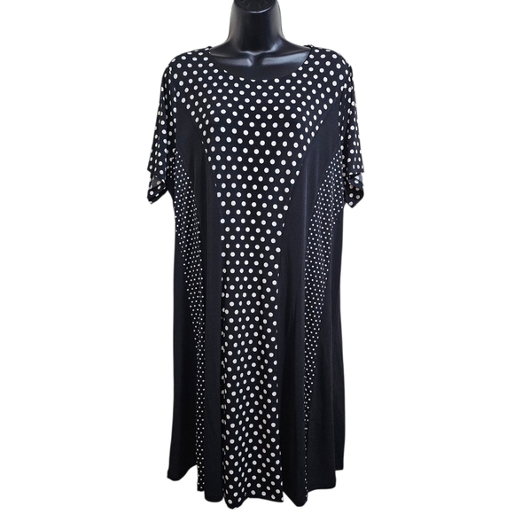 NEW Michael Kors Black and White Polka Dot Dress Slimming Lightweight 1X - Picture 1 of 8